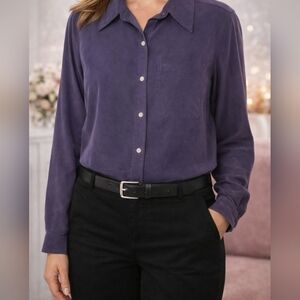 Liz Claiborne Purple Button-Up Blouse